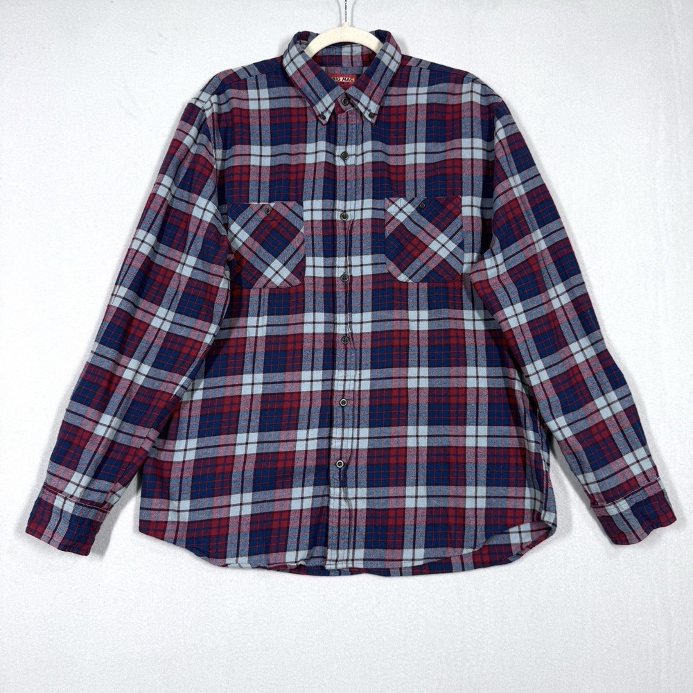 Vintage Big Mac JC Penney Flannel Shirt Mens Large 100% Cotton Plaid‎ Button Up